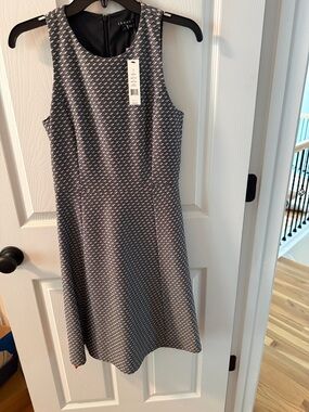 Theory Sleeveless Textured Dress in Black and White